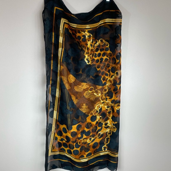 Vintage Animal Print and Chain Sheer Scarf - Picture 6 of 8
